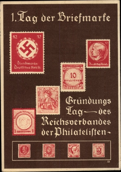 Postzegels Ak 1. Dag van de postzegel, oprichtingsdag van de Reichsvereniging van filatelisten