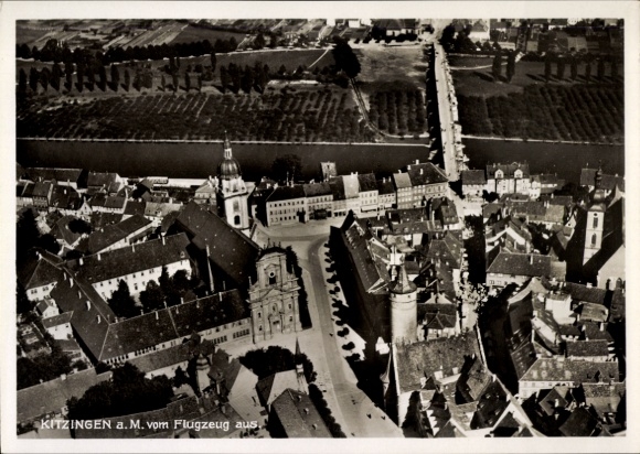 Postcard Kitzingen in Mainfranken Bavaria, aerial photograph