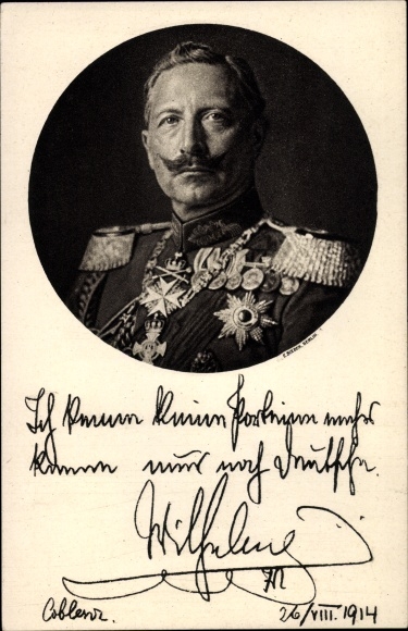 Postcard Kaiser Wilhelm II., I don&#39;t know any parties anymore, quote 1914