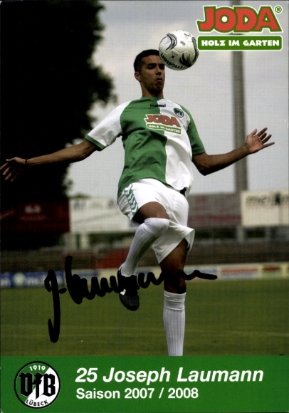 Autograph card footballer Joseph Laumann, VfB Lübeck, autograph