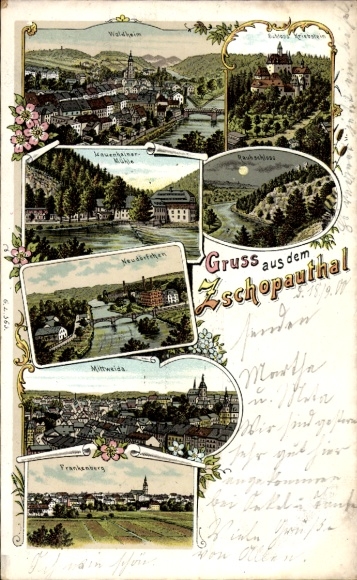 Litho Mittweida in Sachsen, Zschopautal, Waldheim, Kriebstein, Neudörfchen, Frankenberg