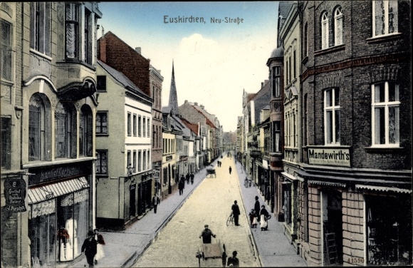 Postcard Euskirchen North Rhine-Westphalia, Neustraße, shop Mandewirth's, Gasthof zum Deutschen Kaiser