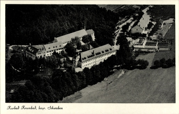 Postcard Krumbach in Swabia, Krumbad, aerial photograph