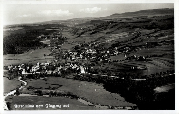 Postcard Abtsgmünd Ostalbkreis, aerial photograph