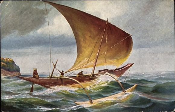 Artist PC Rave, Chr., Marine Gallery 161, Outrigger Sailing Boat, Ceylon