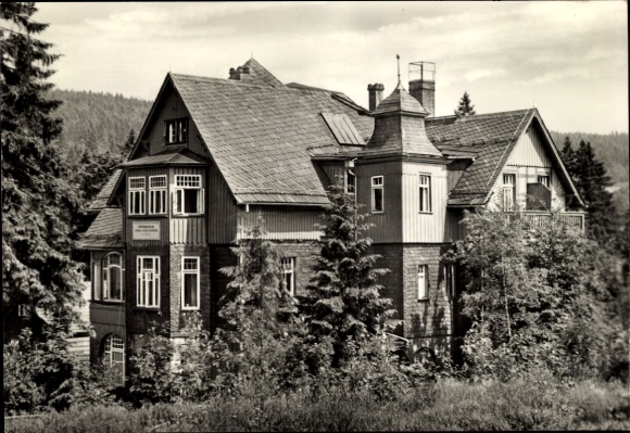 Postcard Schierke Wernigerode in the Harz, house front, recreation center, nature, photo