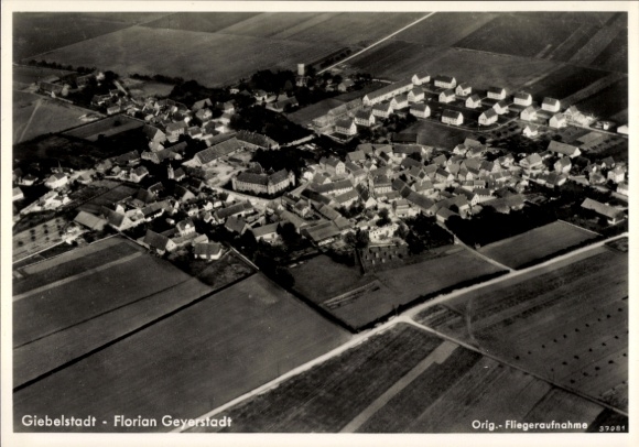 Postcard Giebelstadt in Lower Franconia, aerial photograph