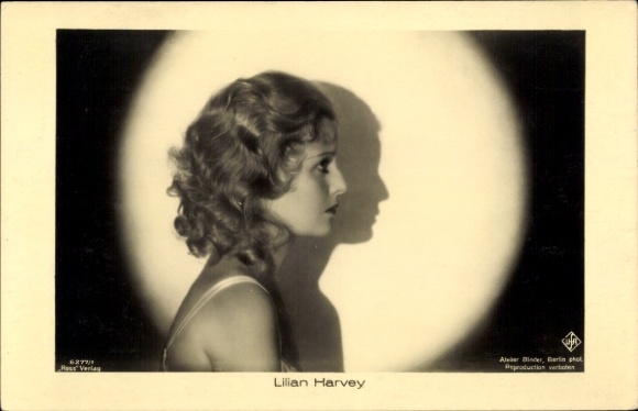 Ak Schauspielerin Lilian Harvey, Portrait im Profil, Schattenbild