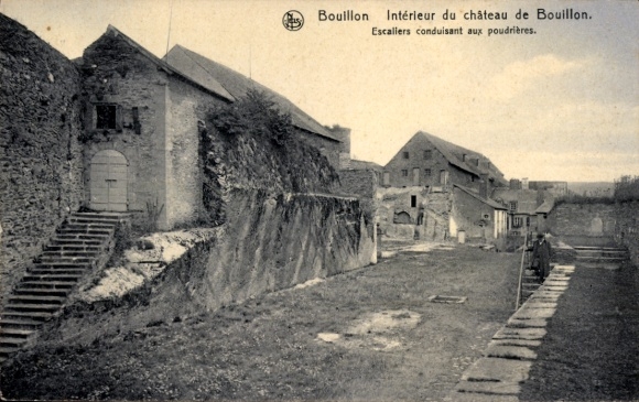 Postcard Bouillon Wallonia Luxembourg, castle interior view, stairs to the powder chambers