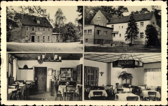 foto Ak Reudnitz Cavertitz in Saksen, restaurant Dahlener Heide, binnen- en buitenaanzicht