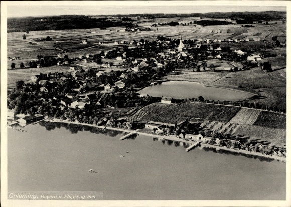 Postcard Chieming am Chiemsee Upper Bavaria, aerial photograph