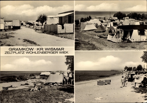 Postcard Gramkow Hohenkirchen Northwest Mecklenburg, campsite Wohlenberger Wiek, beach