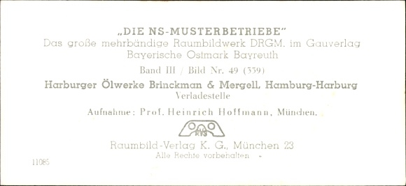 Stereo spatial image &quot;The NS model companies&quot;, III 49, No. 359, Harburger Ölwerke Brinckman Mergell