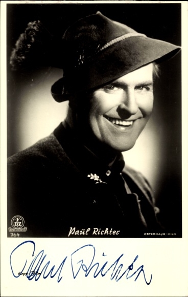 Postcard actor Paul Richter, portrait, autograph, hat, FBZ Verlag