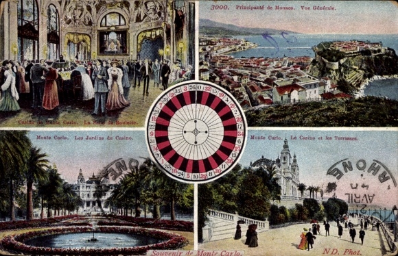 KP Monte Carlo Monako, Vue générale, kasyno, La Salle de Roulette, Les Jardins, les Terrasses
