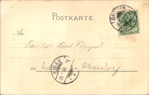 Postcard Bautzen in Upper Lusatia, old water canals, city view, winter landscape