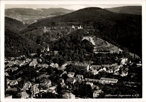 Ak Jugenheim an der Bergstraße Hessen, Luftaufnahme