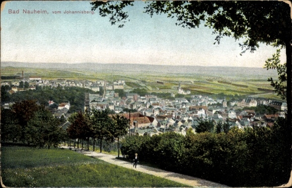 Postcard Bad Nauheim in Hesse, view from Johannisberg, colorful landscape
