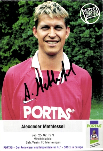 Karta z autografem piłkarza Alexandra Methfessela, Kickers Offenbach, autograf