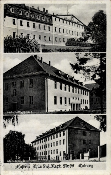 Postcard Coburg in Upper Franconia, Barracks, Thuringian Infantry Regiment No. 95