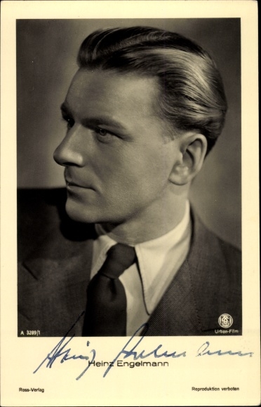 Postcard actor Heinz Engelmann, portrait, autograph