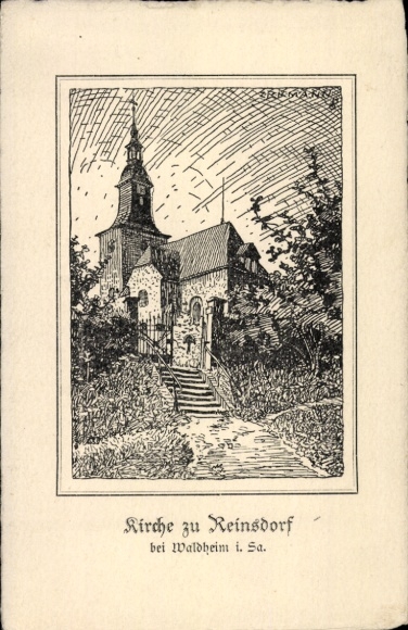Postcard Reinsdorf in Sachsen, Church
