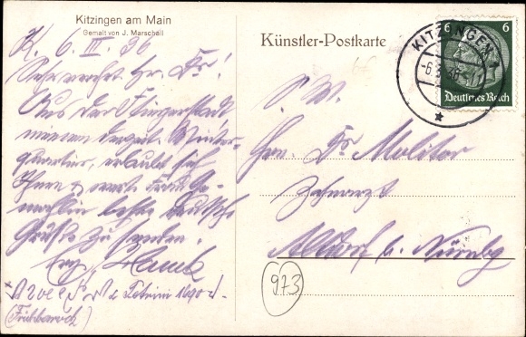 KP artysty Marshal, J., Kitzingen in Mainfranken Bawaria, miasto, most