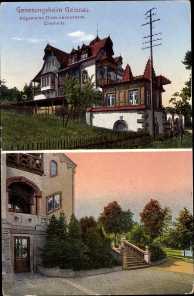 Postcard Gelenau in the Erzgebirge of Saxony, convalescent home, general local health insurance Chemnitz