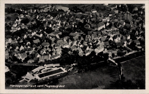 Postcard Herzogenaurach in Middle Franconia, aerial photograph