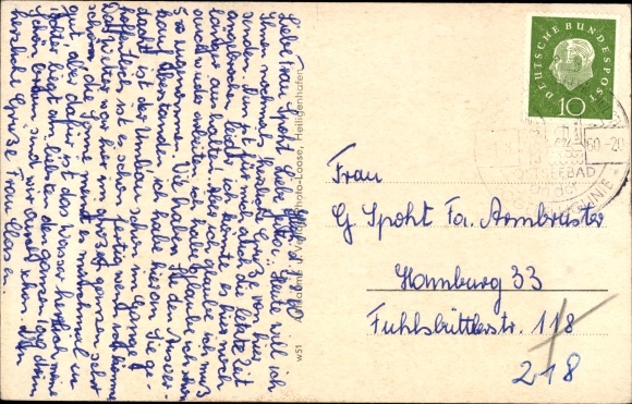 Postcard Ostseebad Heiligenhafen in Holstein, park pond, war memorial