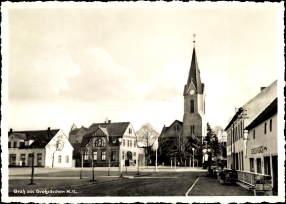 Photo Postcard Großräschen in Niederlausitz, church, square
