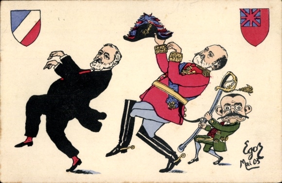 Artist Postcard caricature, French politician Emile Loubet, King Edward VII, Cake Walk