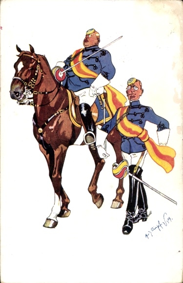 Artist Postcard Schönpflug, Fritz, Two Hussars, Sword, Horse, BKWI 842 4
