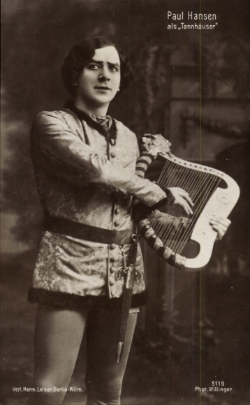 Ak Operazanger Paul Hansen, portret als Tannhäuser