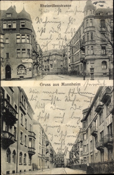 Postcard Mannheim in Baden, Rheinvillenstraße