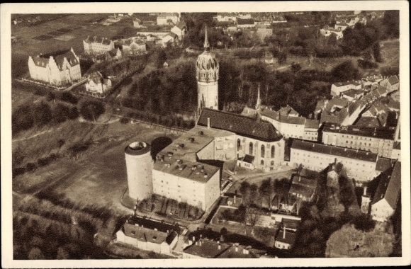 PC Lutherstadt Wittenberg in Saxony Anhalt, aerial photo of the place, castle church, picture 148