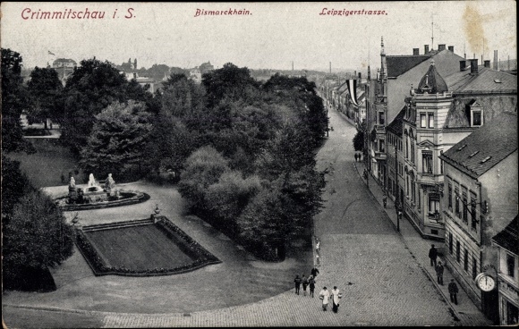 Ak Crimmitschau in Sachsen, Bismarckhain, Leipzigerstraße