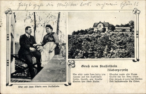 Postcard Dresden Niederpoyritz, landlord and landlady of Staffelstein