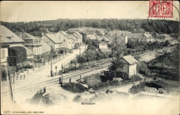 KP Boncourt Canton Jura, widok całościowy, tory kolejowe