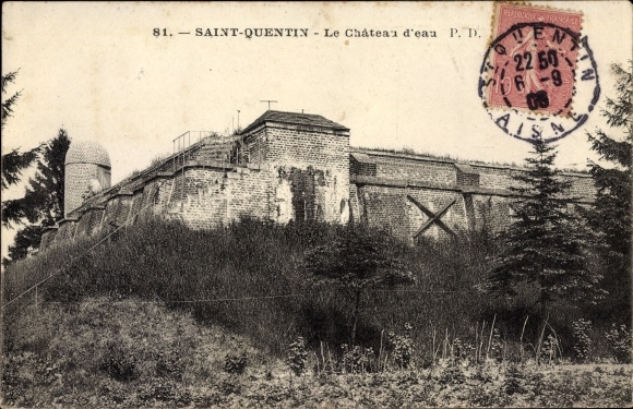 Postcard Saint Quentin Aisne, The Water Tower