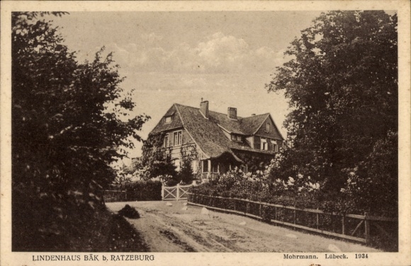 Postcard Bäk in the Duchy of Lauenburg, Lindenhaus