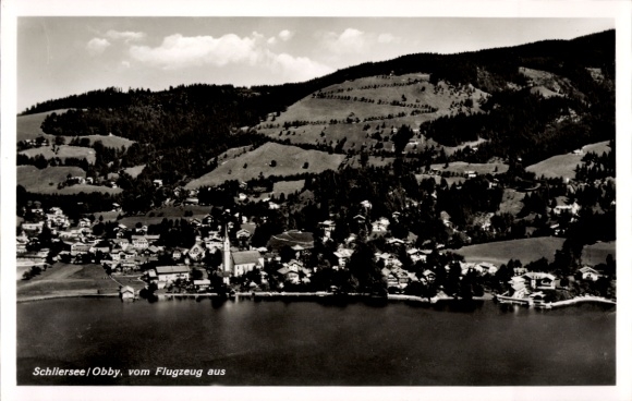 Postcard Schliersee in Upper Bavaria, aerial photograph