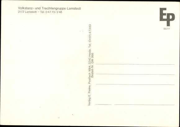 Postcard Lamstedt in Lower Saxony, folk dance and traditional costume group