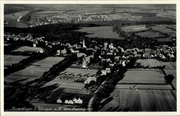 Postcard Kusterdingen in the Neckar Valley Baden Württemberg, aerial photograph of the town and surroundings, fields