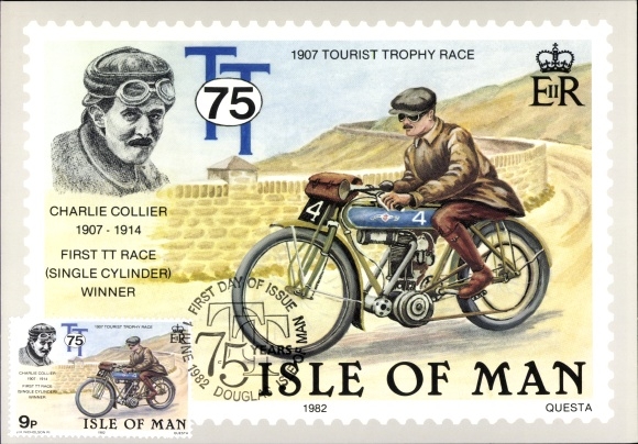 Maximum Postcard Isle of Man, 75th anniversary of the Isle of Man TT motorcycle race 1982