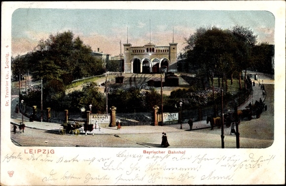 Postcard Leipzig in Saxony, Bavarian station