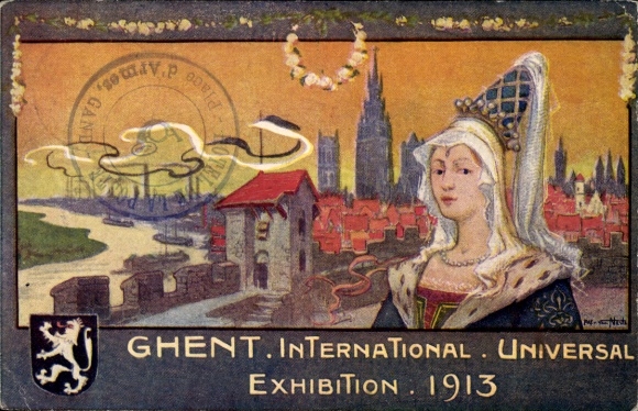Artist Postcard Gand Gent Ghent East Flanders, International Universal Exhibition 1913, World Exhibition