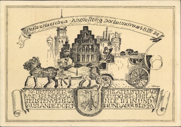 Ganzsachen Ak Dortmund im Ruhrgebiet, Postwertzeichenausstellung 1926