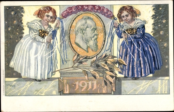 Postal stationery artist PC Diez, M., Prince Regent Luitpold of Bavaria 1911, 5 Pfennig
