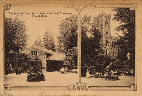 Ak Cunewalde in Oberlausitz, Czorneboh, bergboerderij, uitkijktoren